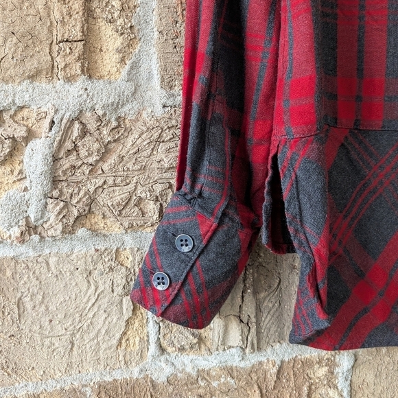 Cabi Red Gray Plaid Cunningham Shirt Long Sleeve Size Small - Picture 8 of 11